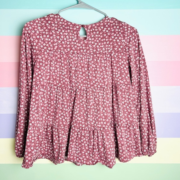 Girls floral long sleeve flowy blouse, light weight, large - Picture 4 of 4